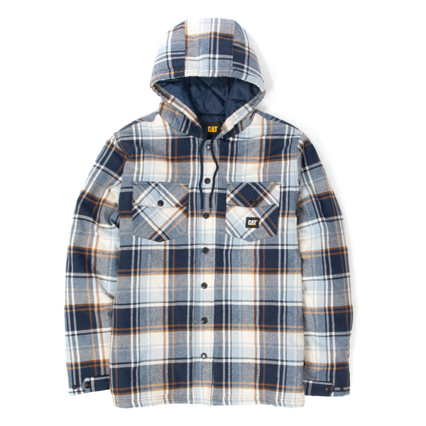 CAT Men's Hooded Flannel Snap-Front Shirt Jacket - Work World