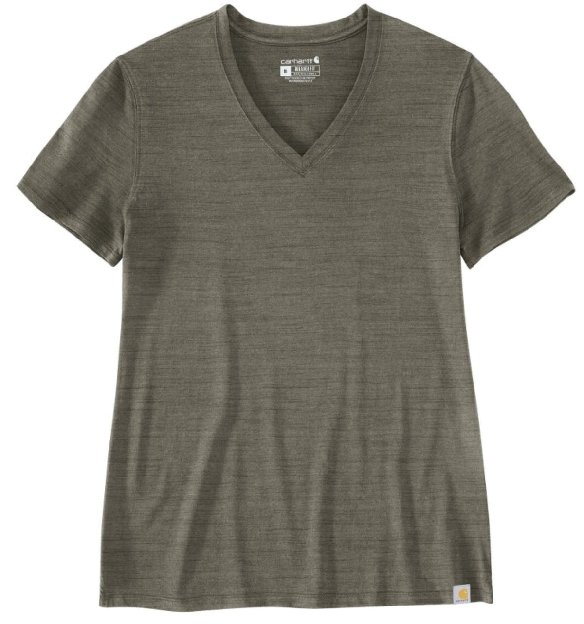 Carhartt Women's TENCEL Relaxed Fit Short Sleeve V-Neck T-Shirt T-Shirts Carhartt Dusty Olive Slub 2XL Reg
