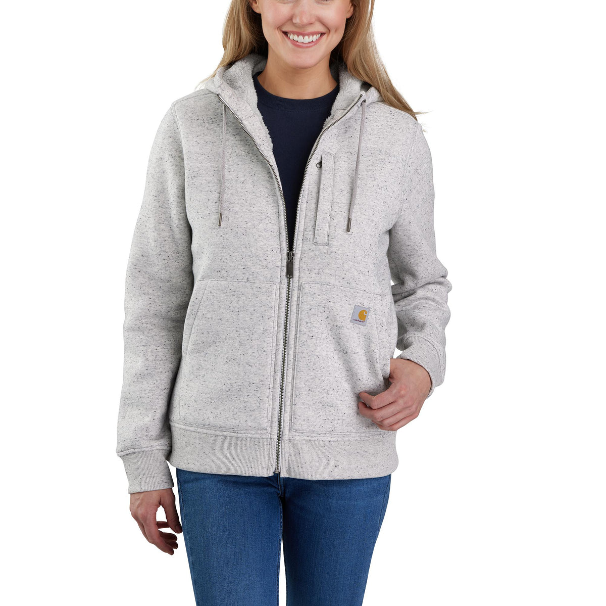 Carhartt Women's Relaxed Fit Sherpa-Lined Full-Zip Hoodie Sweatshirts & Hoodies Carhartt Asphalt Heather Nep 1XL Plus