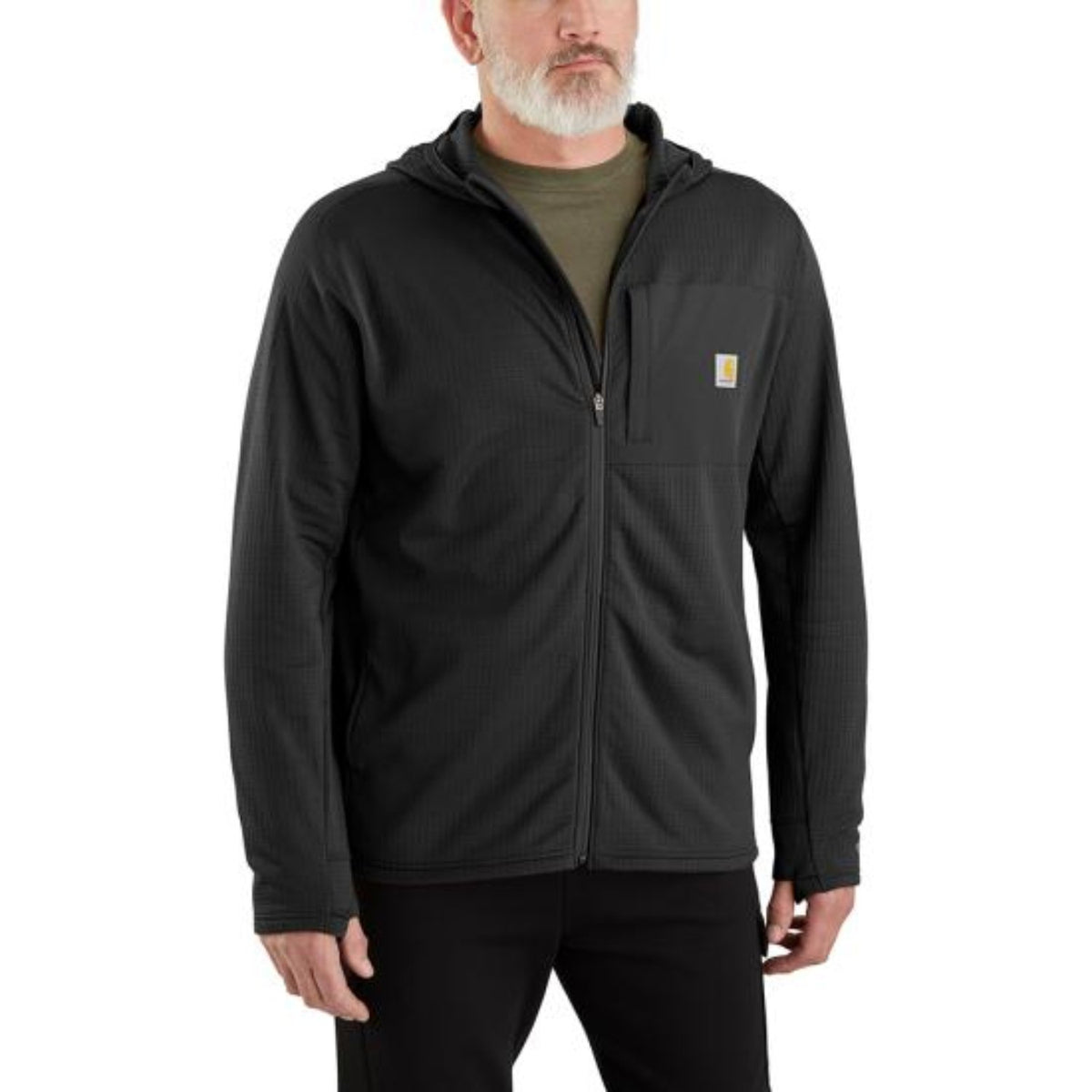Carhartt Men's Force® Relaxed Fit FastDry® Zip Hooded Long Sleeve T-Shirt Long Sleeve T-Shirts Carhartt Black 2XL Reg