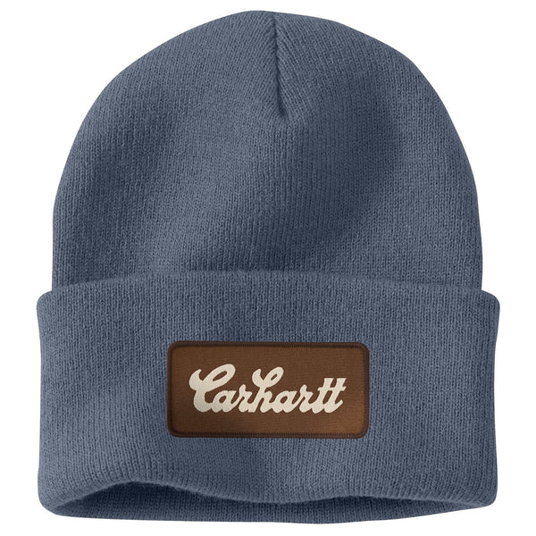 Carhartt Knit Cuffed Script Patch Logo Beanie Work World