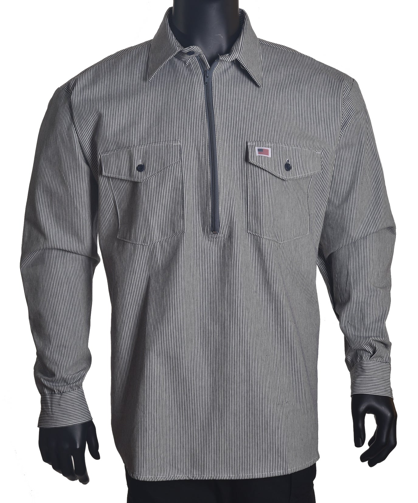 Whistle Workwear Men's Hickory Half Zip Long Sleeve Work Shirt - Work World - Workwear, Work Boots, Safety Gear