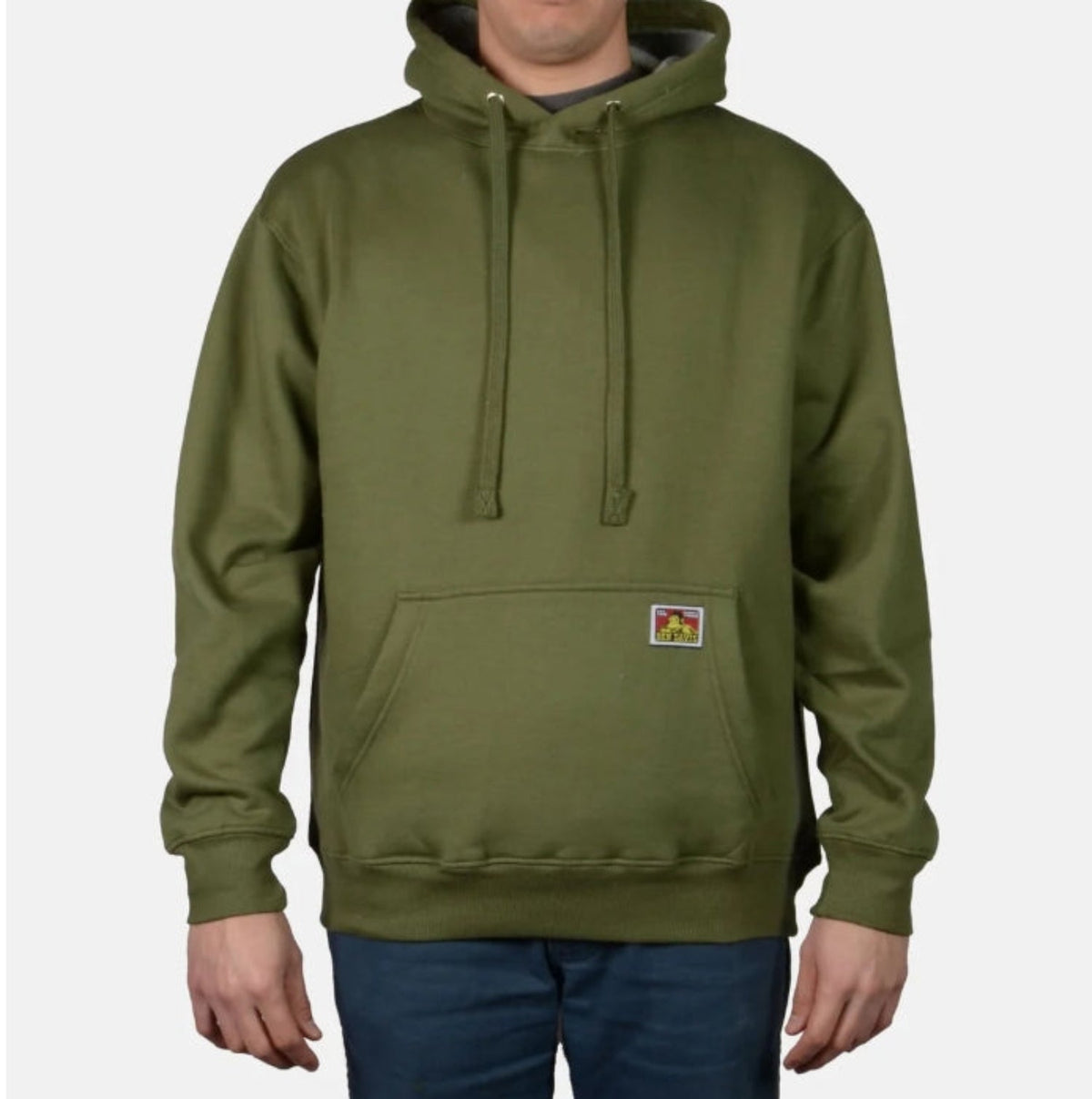Ben Davis Men's Heavyweight Logo Patch Hoodie Sweatshirts & Hoodies Ben Davis Olive 2XL Reg