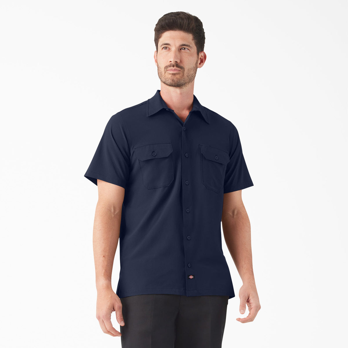 Dickies Men's Performance Button-Down Short Sleeve Work Shirt Work Shirts Dickies Ink Navy 2XL Reg