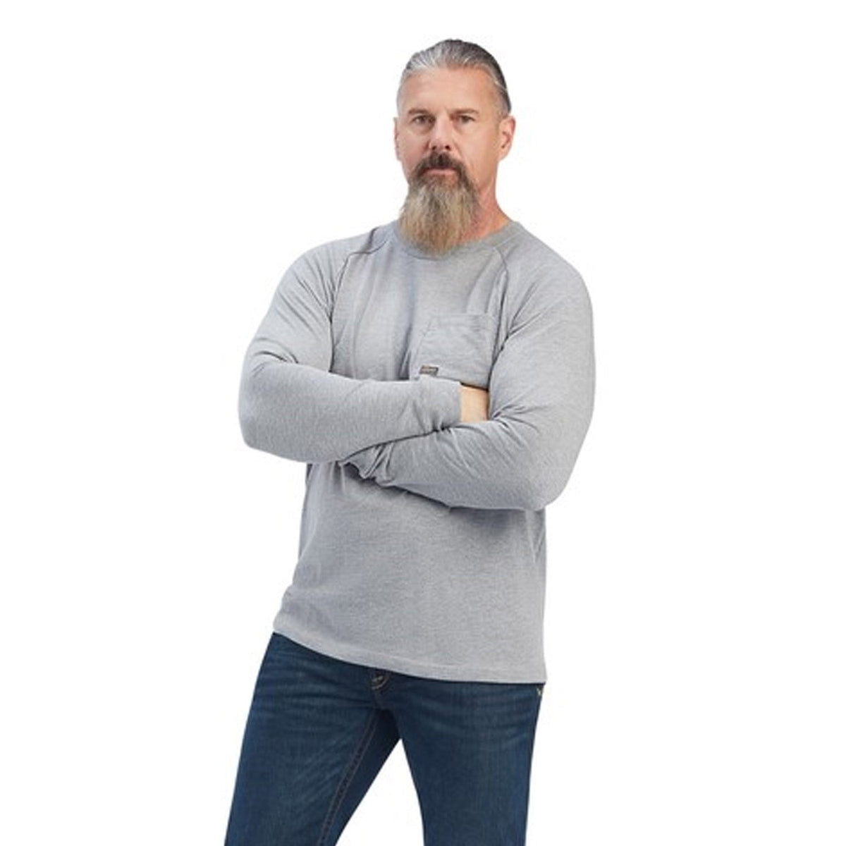 Ariat Men's Rebar Cotton Strong Long Sleeve T-Shirt_Heather Grey T-Shirts Ariat Heather Grey 2XL Reg