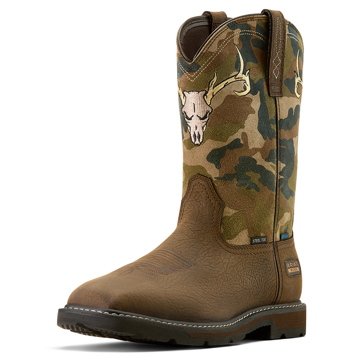 Ariat Men's Groundbreaker Antler Waterproof Wide Square Toe Steel Toe Work Boot Work Boots Ariat