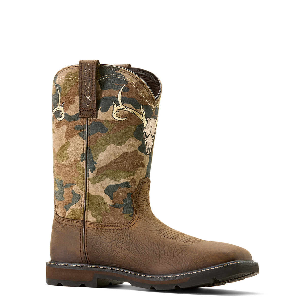 Ariat Men's Groundbreaker Antler Waterproof Wide Square Toe Steel Toe Work Boot Work Boots Ariat Brown Camo 10 2E