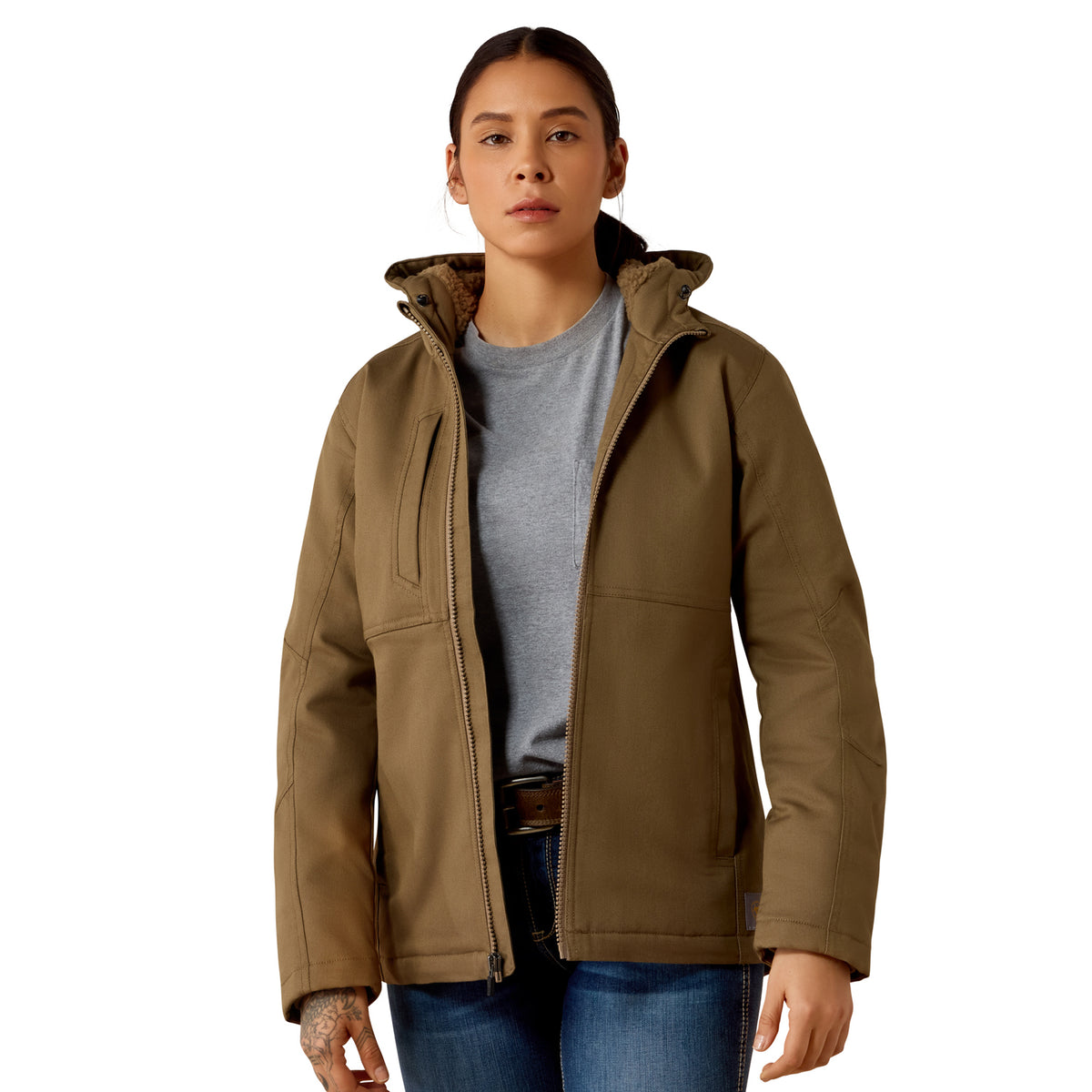 Ariat Women's DuraCanvas Insulated Jacket Jackets & Coats Ariat Rebar Khaki 1XL Plus