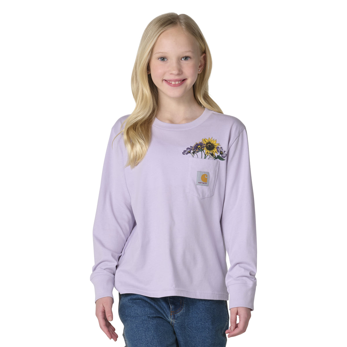 Carhartt Kids' Floral Pocket Long Sleeve T-Shirt Long Sleeve T-Shirts Carhartt Thistle 2T Toddler
