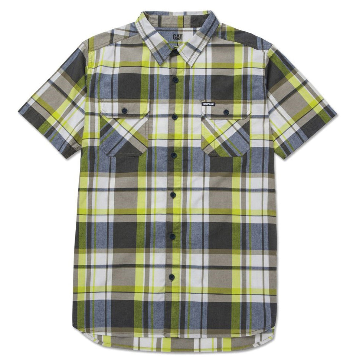 CAT Men's Plaid Button-Downp Short Sleeve Work Shirt Work Shirts CAT