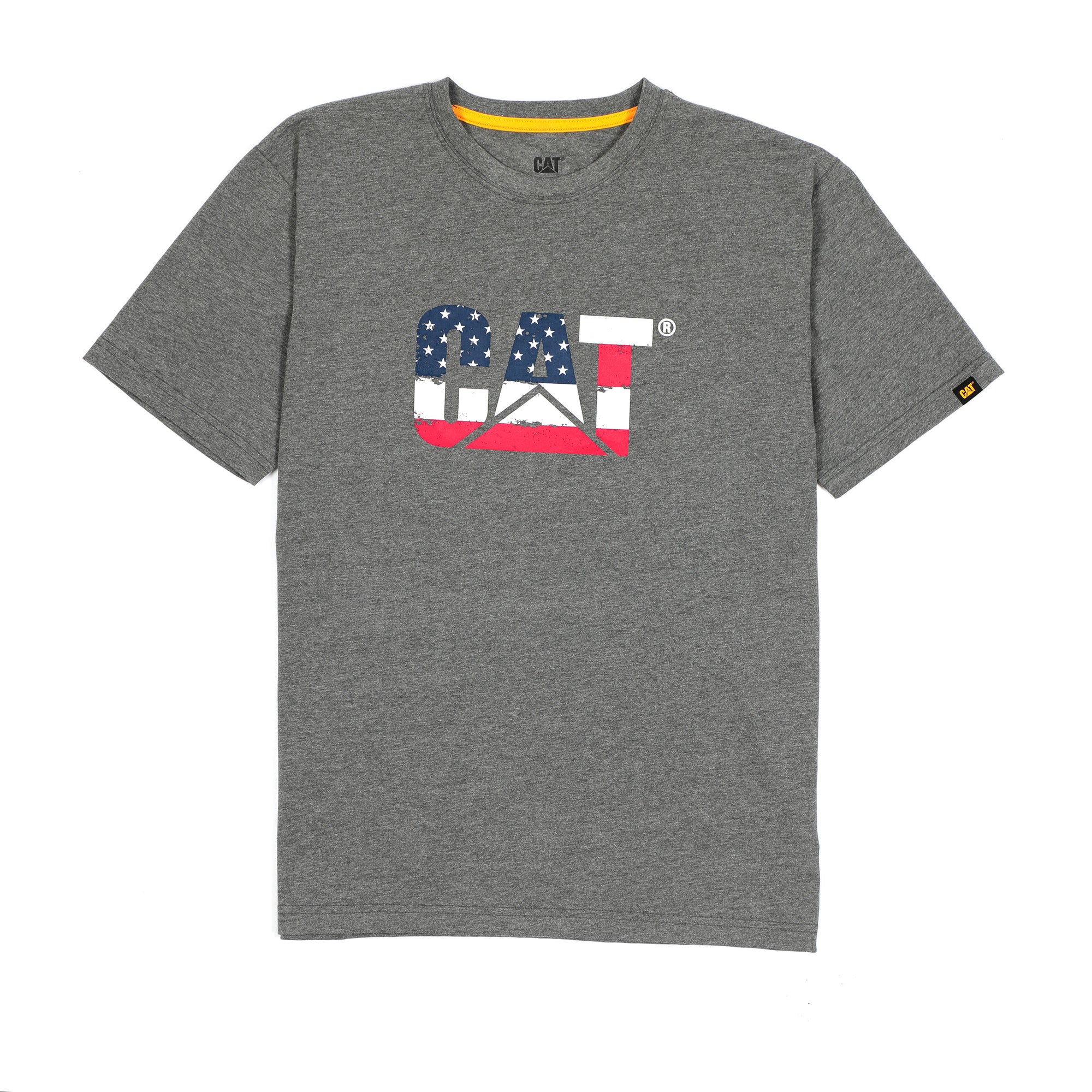 CAT Men's American Flag Logo T-Shirt - Work World - Workwear, Work Boots, Safety Gear