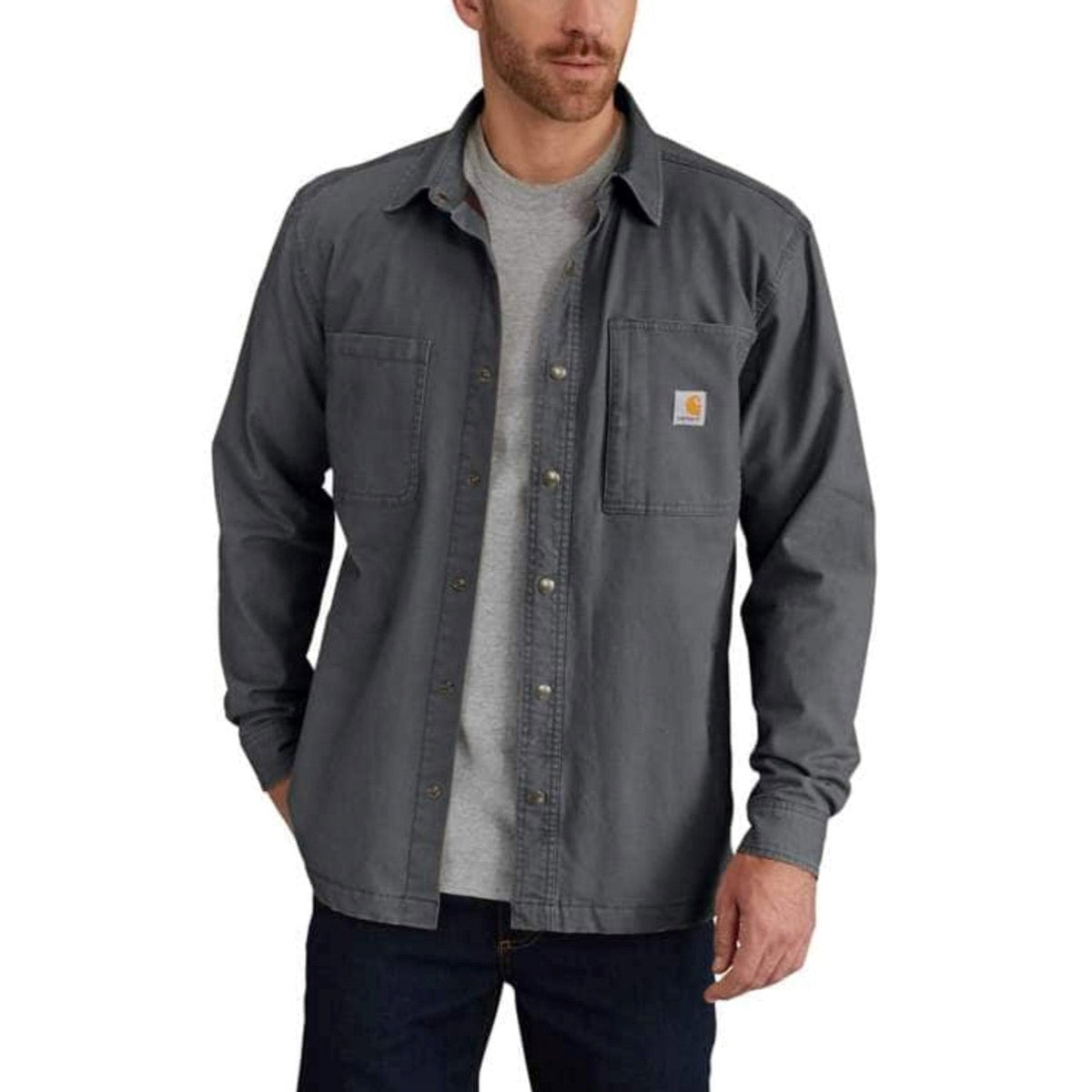 Carhartt Men's Rugged Flex Fleece-Lined Shirt Jac Work Shirts Carhartt Shadow 2XL Reg