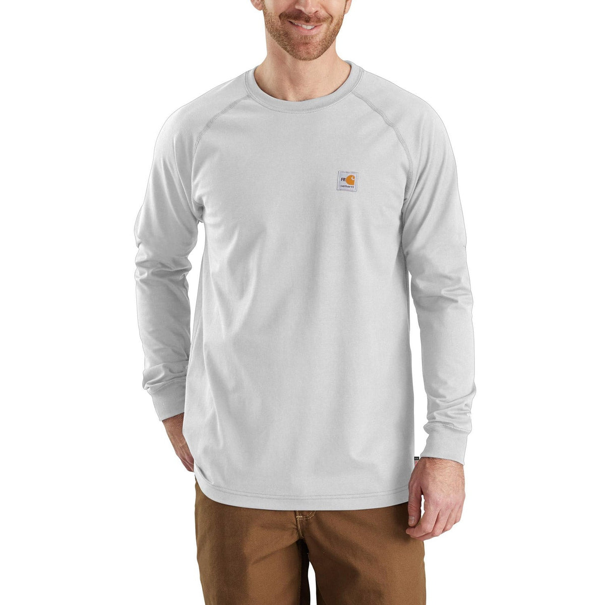 Carhartt Men's Flame Resistant Force Long Sleeve T-Shirt Long Sleeve T-Shirts Carhartt Light Gray 2XL Reg