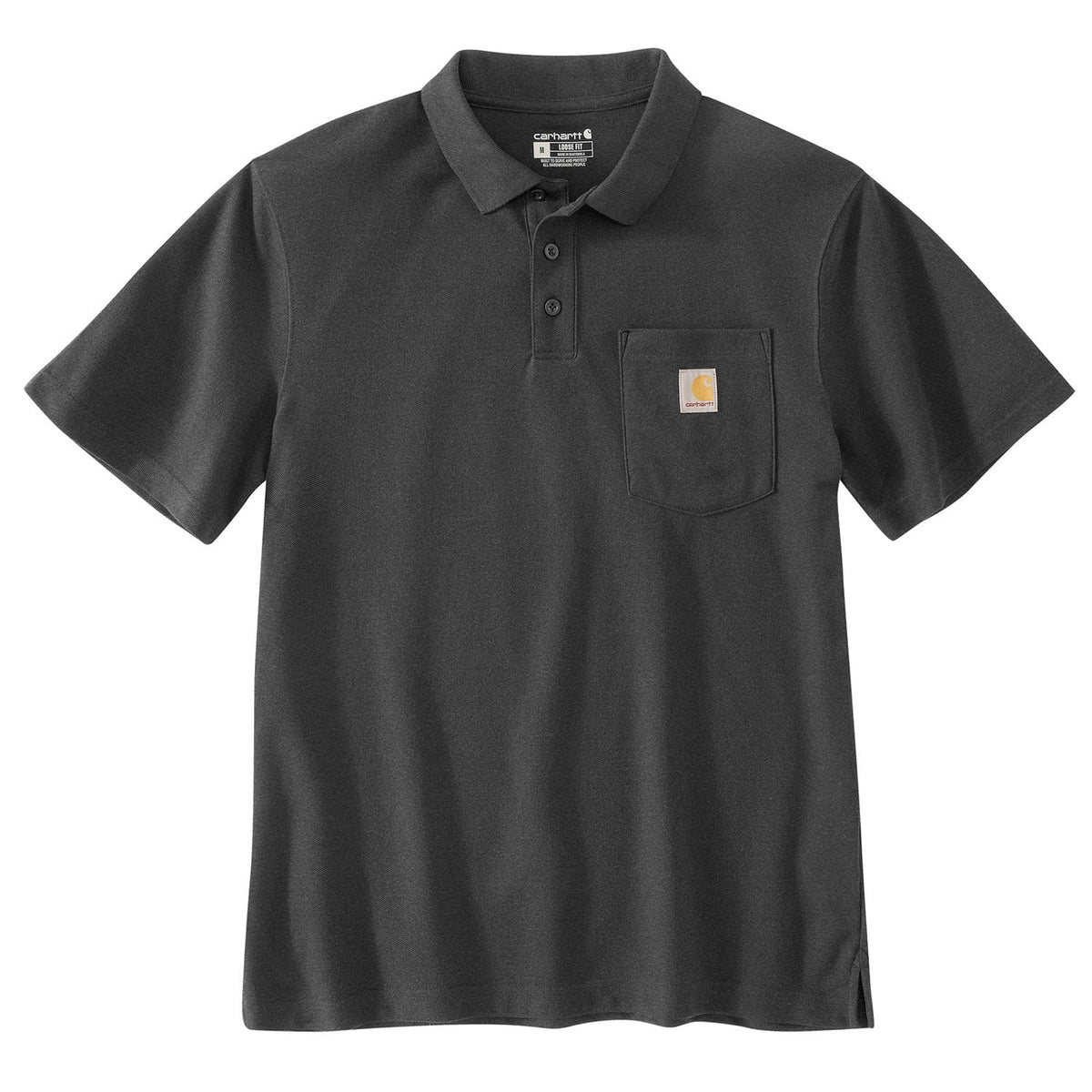 Carhartt Men's Loose Fit Midweight Pocket Short Sleeve Polo Shirt Work Shirts Carhartt Carbon Heather 2XL Reg