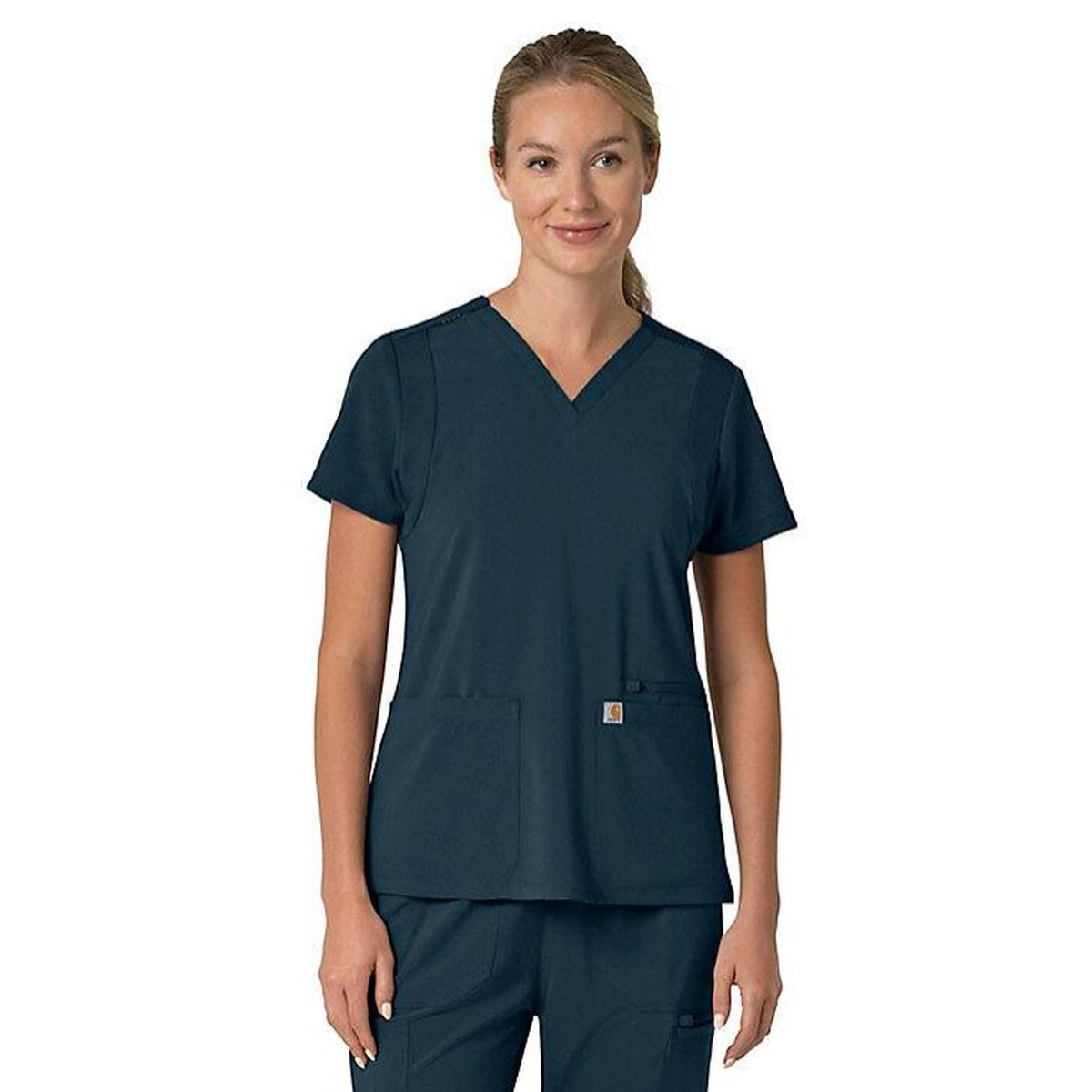 Carhartt Women's Force Flex Panel V-Neck Scrub Top Scrubs Carhartt Navy 2XL Reg