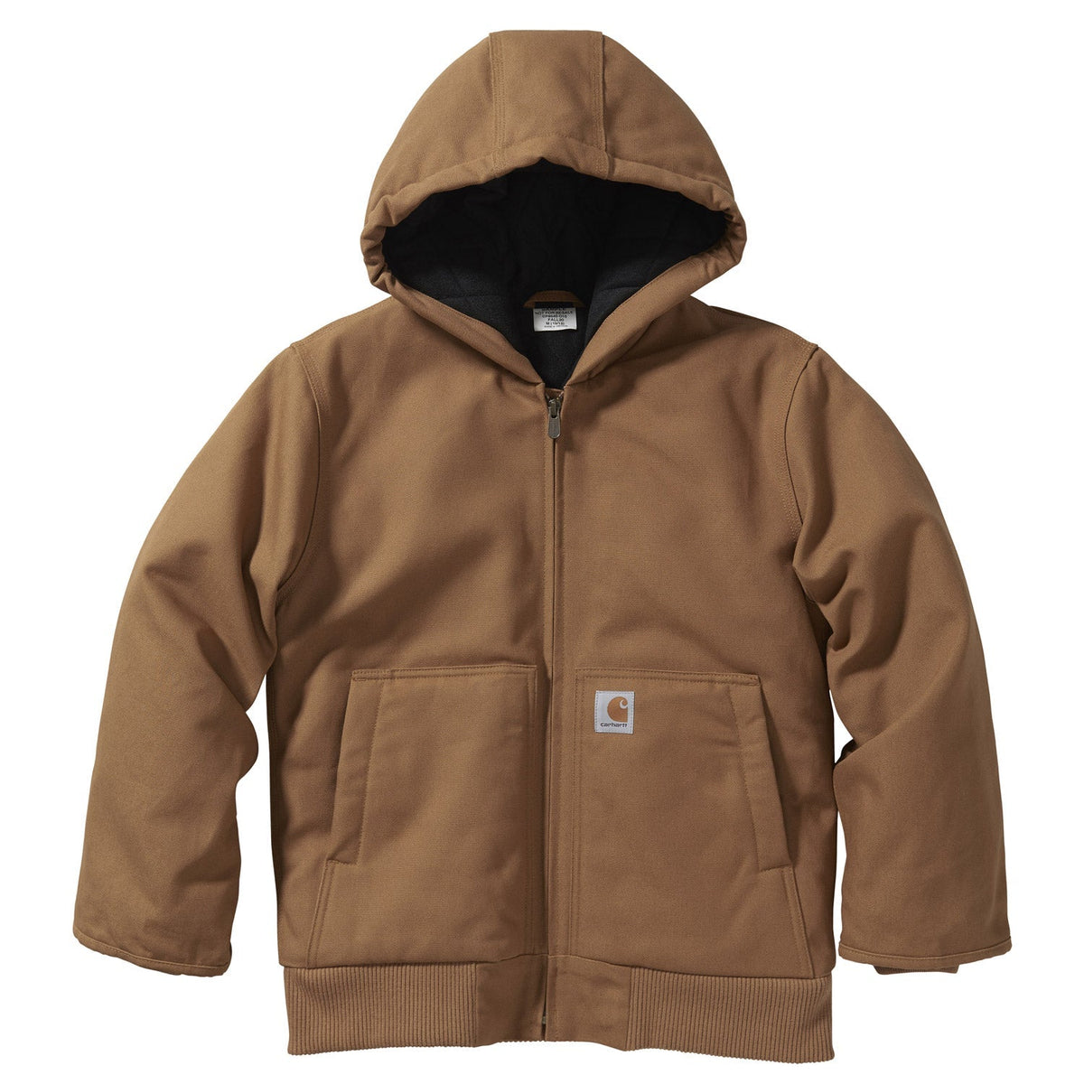 Carhartt Kids' Flannel Quilt Hooded Active Jacket Jackets & Coats Carhartt Carhartt Brown L 14/16 Big Kid