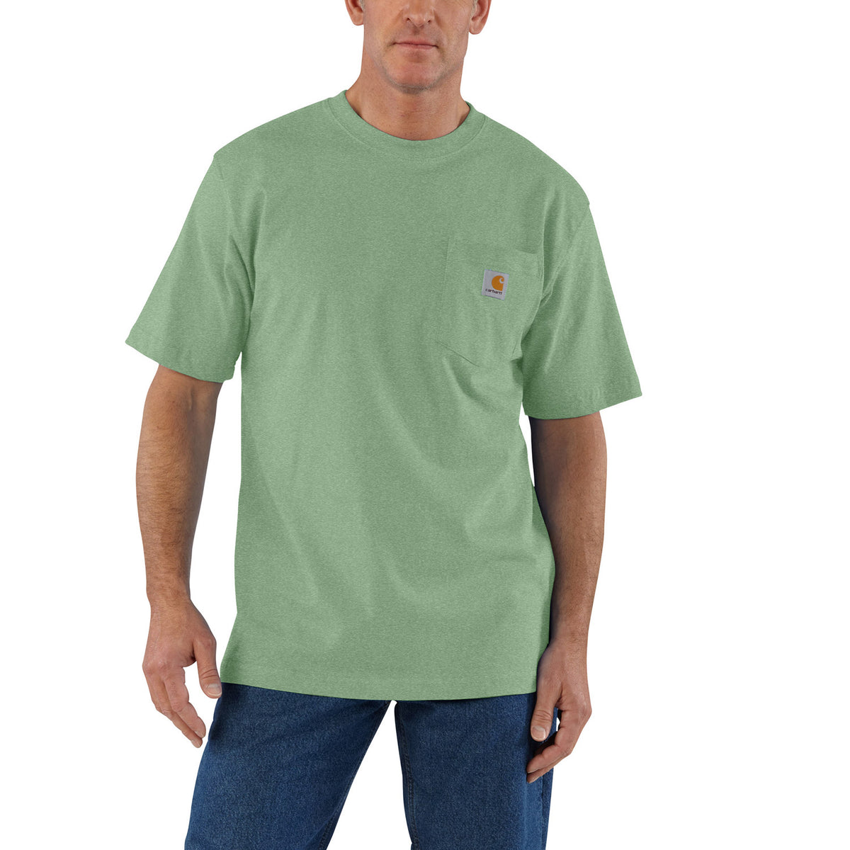 Carhartt Men&#39;s Short Sleeve Pocket T-Shirt_Loden Frost Heather - Work World - Workwear, Work Boots, Safety Gear