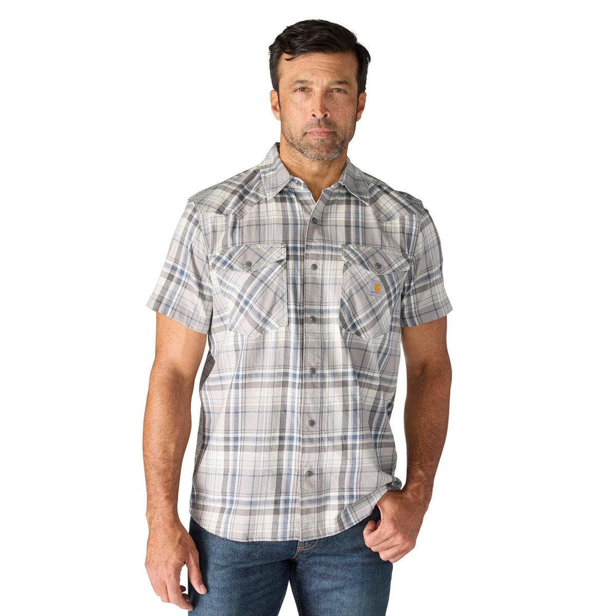 Carhartt Men's Montana Bozeman Relaxed Short Sleeve Plaid Shirt Work Shirts Carhartt