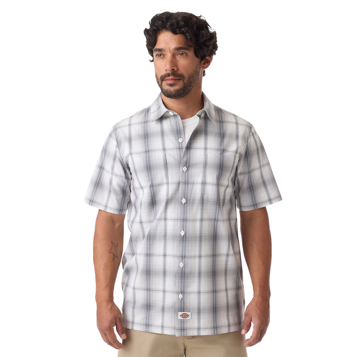 Dickies Men's Plaid Work Shirt Work Shirts Dickies White 2XL Reg