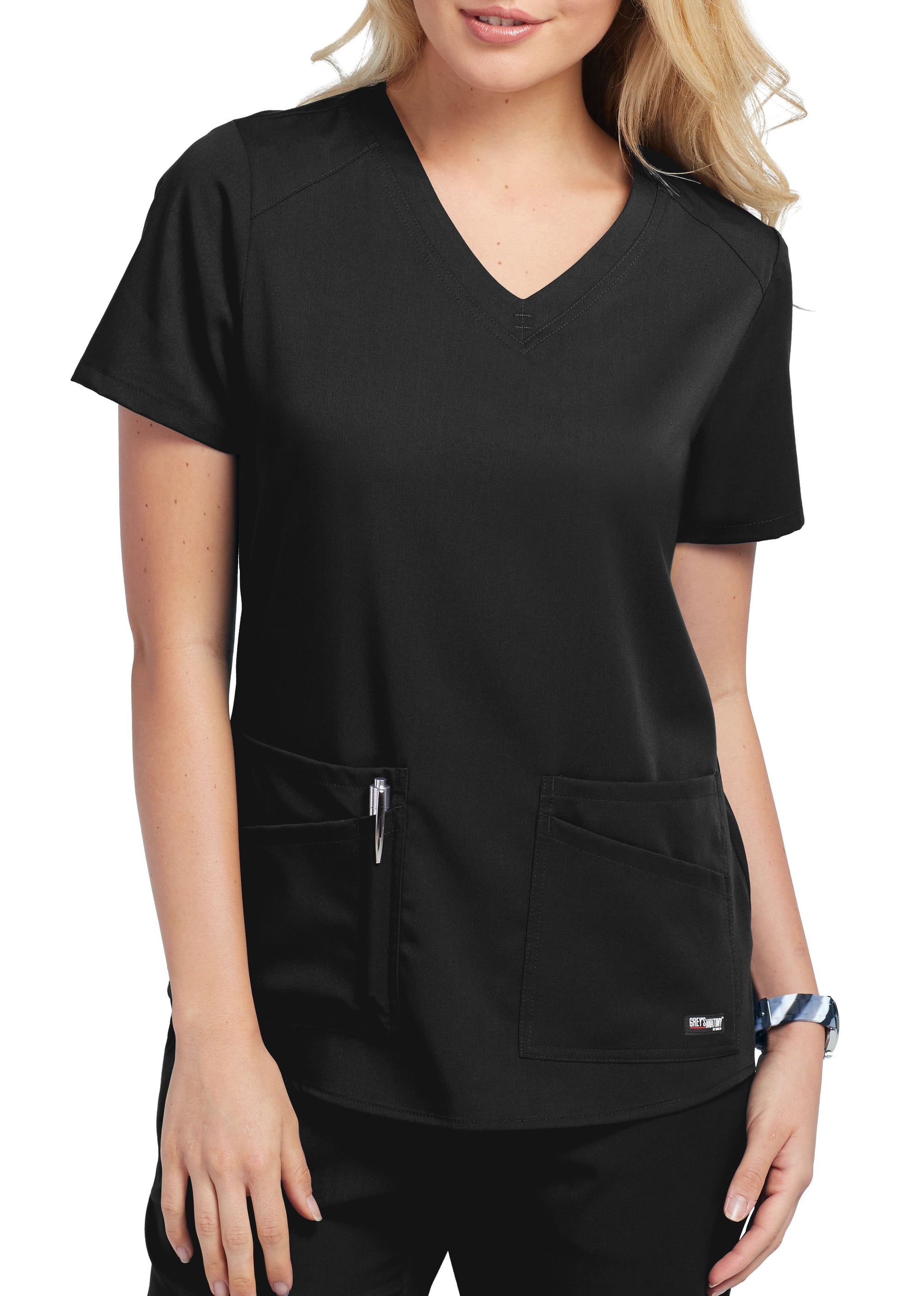 Grey's Anatomy Women's Stretch Emma 4-Pocket V-Neck Scrub Top - Work World - Workwear, Work Boots, Safety Gear