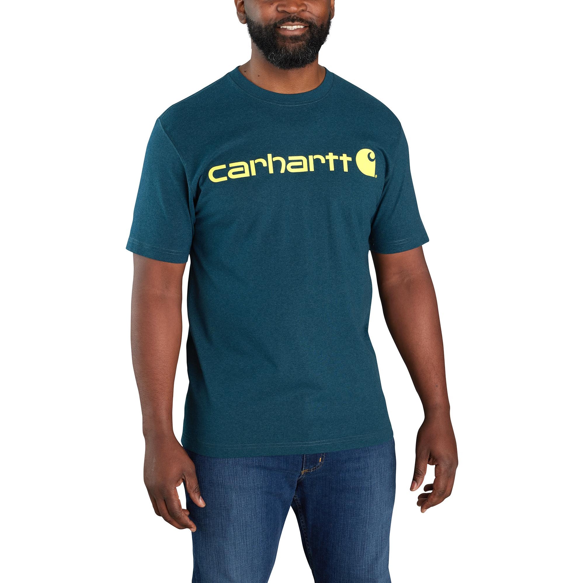 Carhartt Men's Signature Logo Short Sleeve T-Shirt_Night Blue Heather - Work World - Workwear, Work Boots, Safety Gear