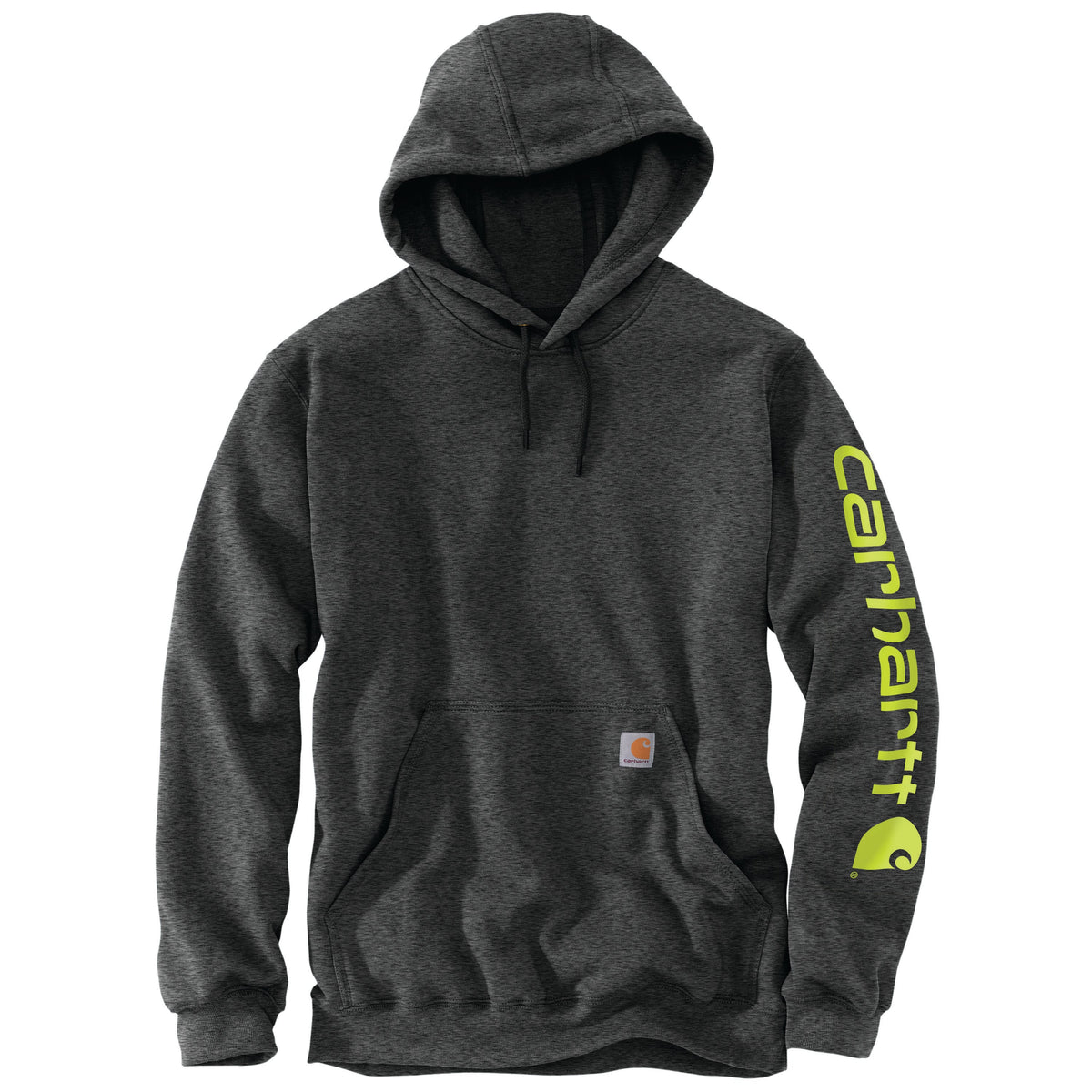 Carhartt Men's Signature Logo Hooded Pullover Sweatshirt Sweatshirts & Hoodies Carhartt Carbon Heather 2XL Reg