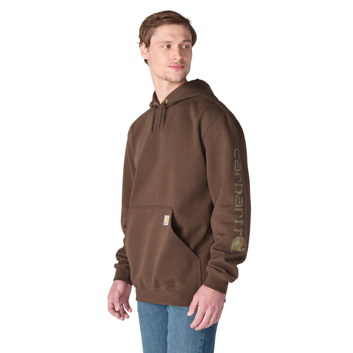 Carhartt Men's Signature Logo Hooded Pullover Sweatshirt Sweatshirts & Hoodies Carhartt