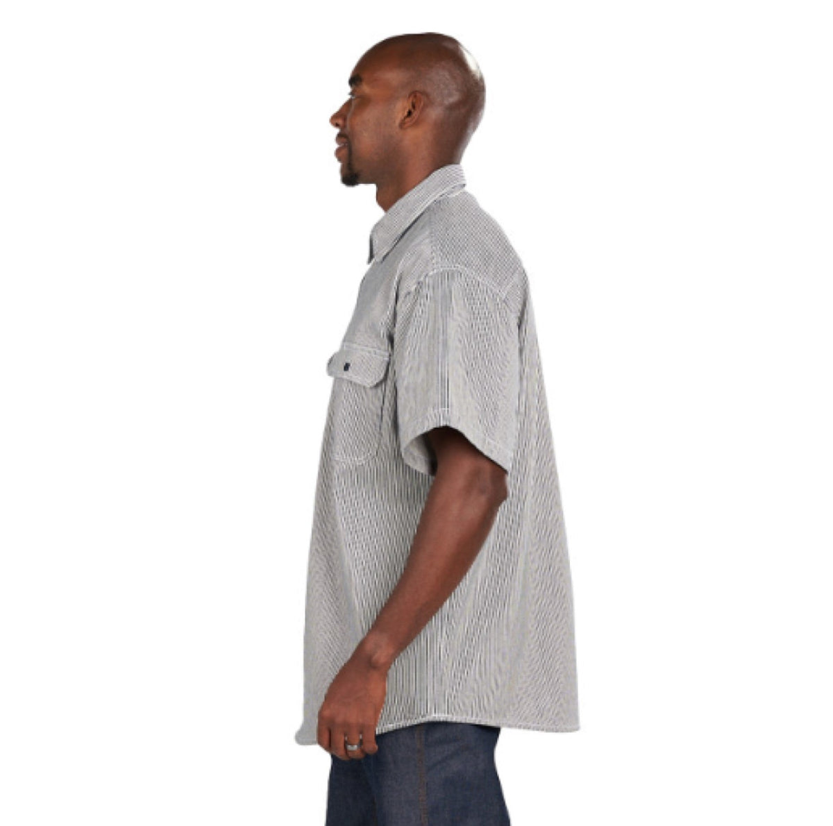 KEY Men's Hickory Half-Zip Short Sleeve Work Shirt Work Shirts KEY