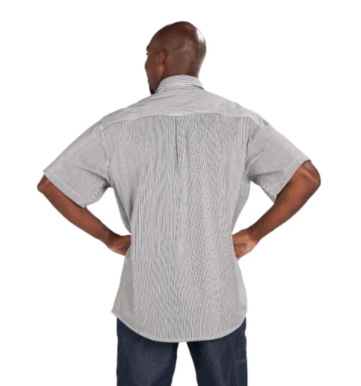 KEY Men's Hickory Half-Zip Short Sleeve Work Shirt Work Shirts KEY