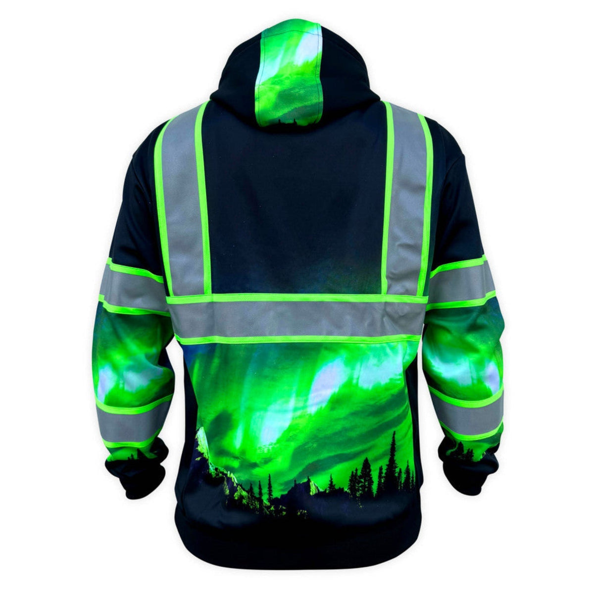 SafetyShirtz Northern Lights Graphic Hi-Vis Hoodie Sweatshirts & Hoodies SafetyShirtz