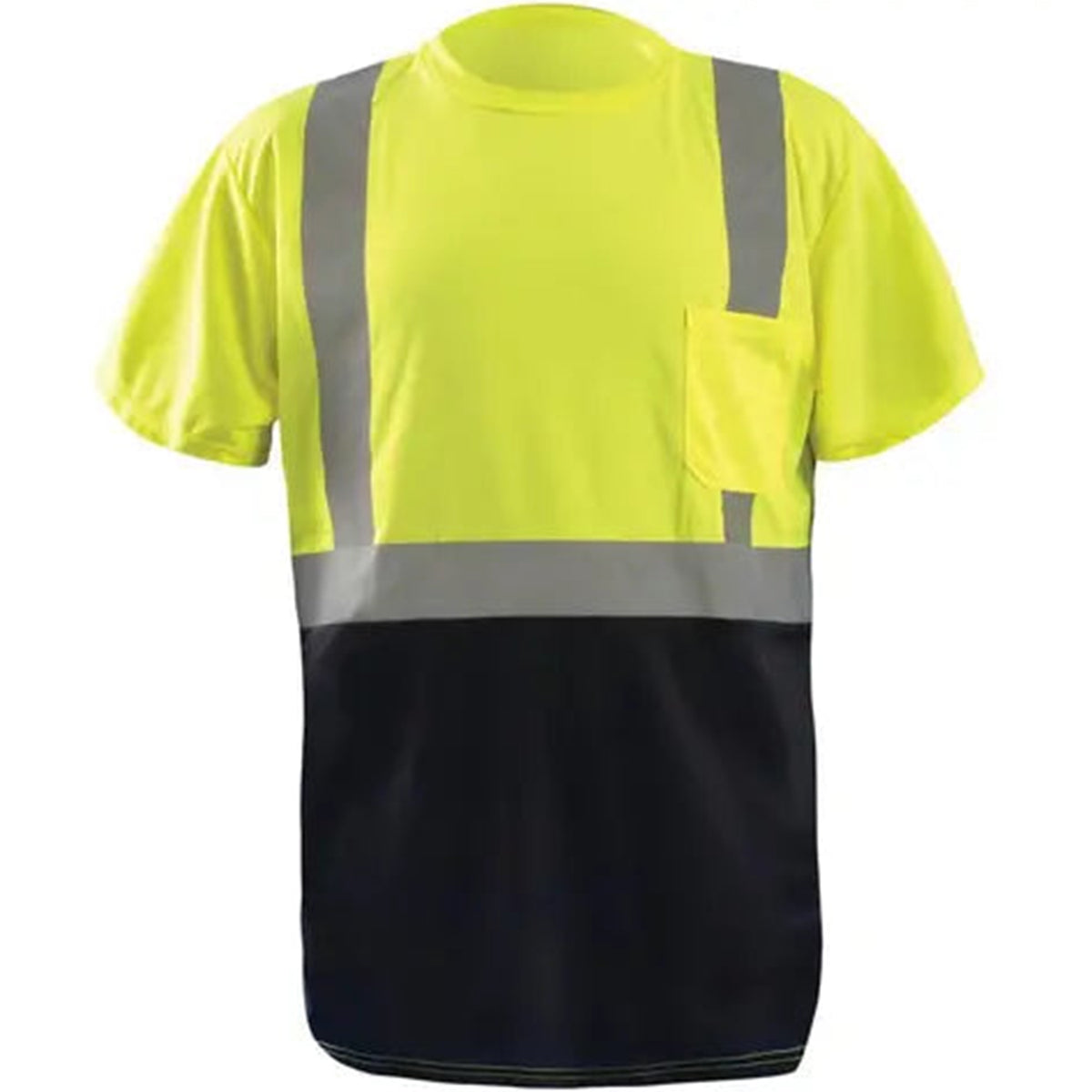 OccuNomix Men's Short Sleeve Black Bottom Wicking Birdseye T-Shirt W/Pocket Work Shirts OccuNomix Yellow 4XL Reg