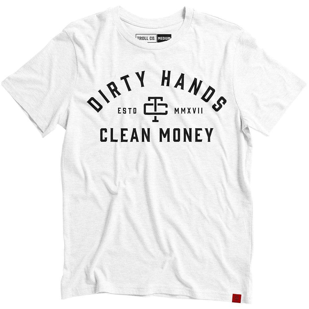Troll Co. Men&#39;s &#39;Dirty Hands Clean Money&#39; Classic Short Sleeve Crewneck T-Shirt - Work World - Workwear, Work Boots, Safety Gear