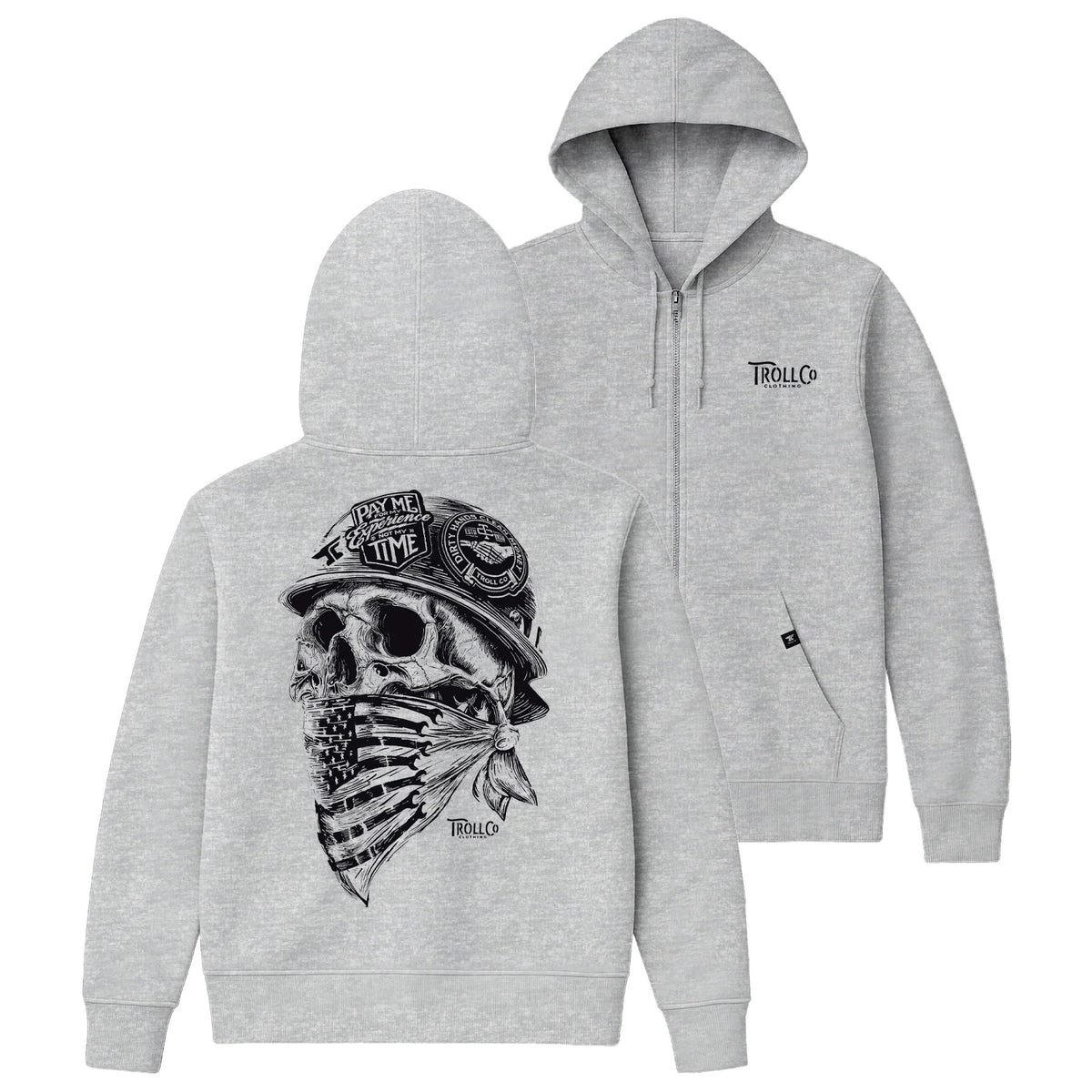 Troll Co. Men's Headstrong Graphic Zip-Up Hoodie Sweatshirts & Hoodies Troll Co. Gray Heather 2XL Reg