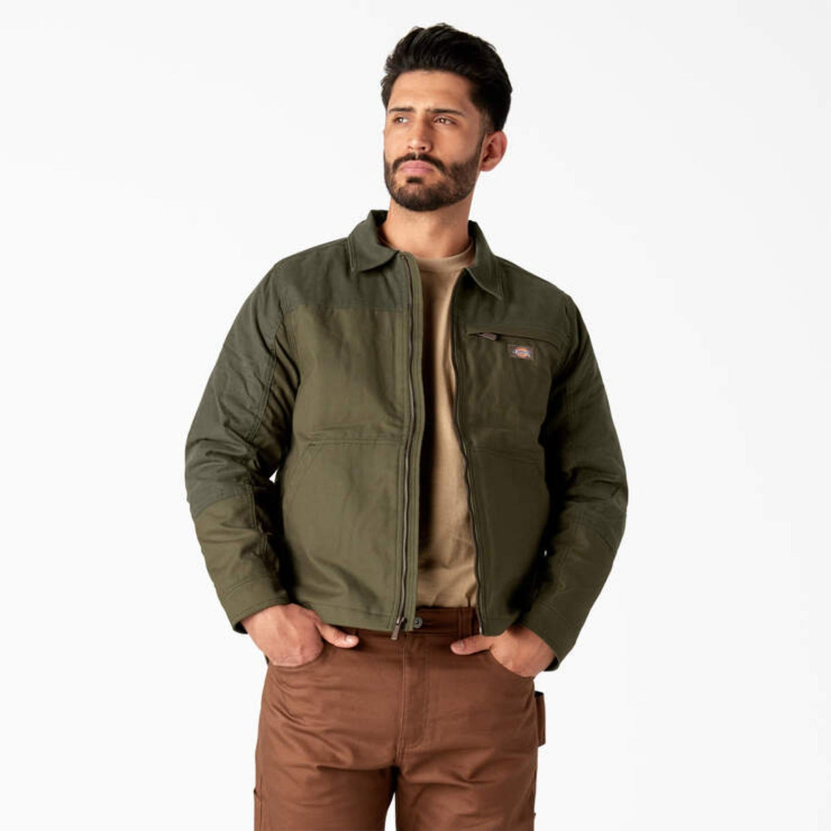 Dickies Men's Durable Water Repellent Tradebuild Canvas Full-Zip Jacket Jackets & Coats Dickies Moss 2XL Reg