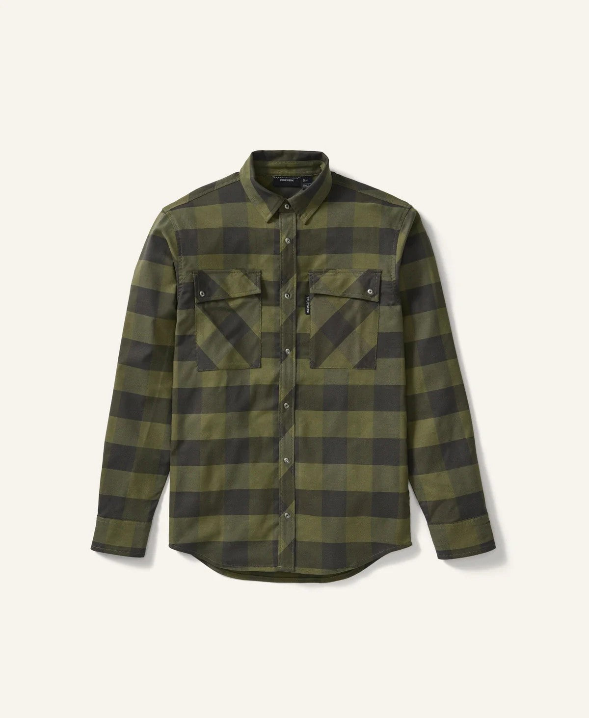 シャツ Tech Work Shirts Flannel Plaids OLIVE TRUEWERK Men's Tech Flannel DWR Snap-Front Long Sleeve Work Shirt