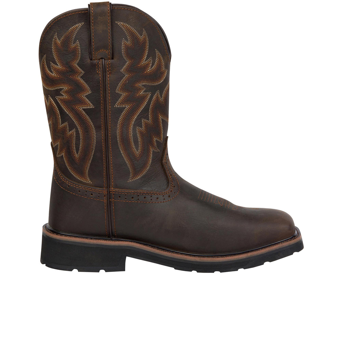 Wolverine Men's Rancher Square-Toe Steel-Toe Wellington Work Boots Wolverine Dark Brown Rust 10 M