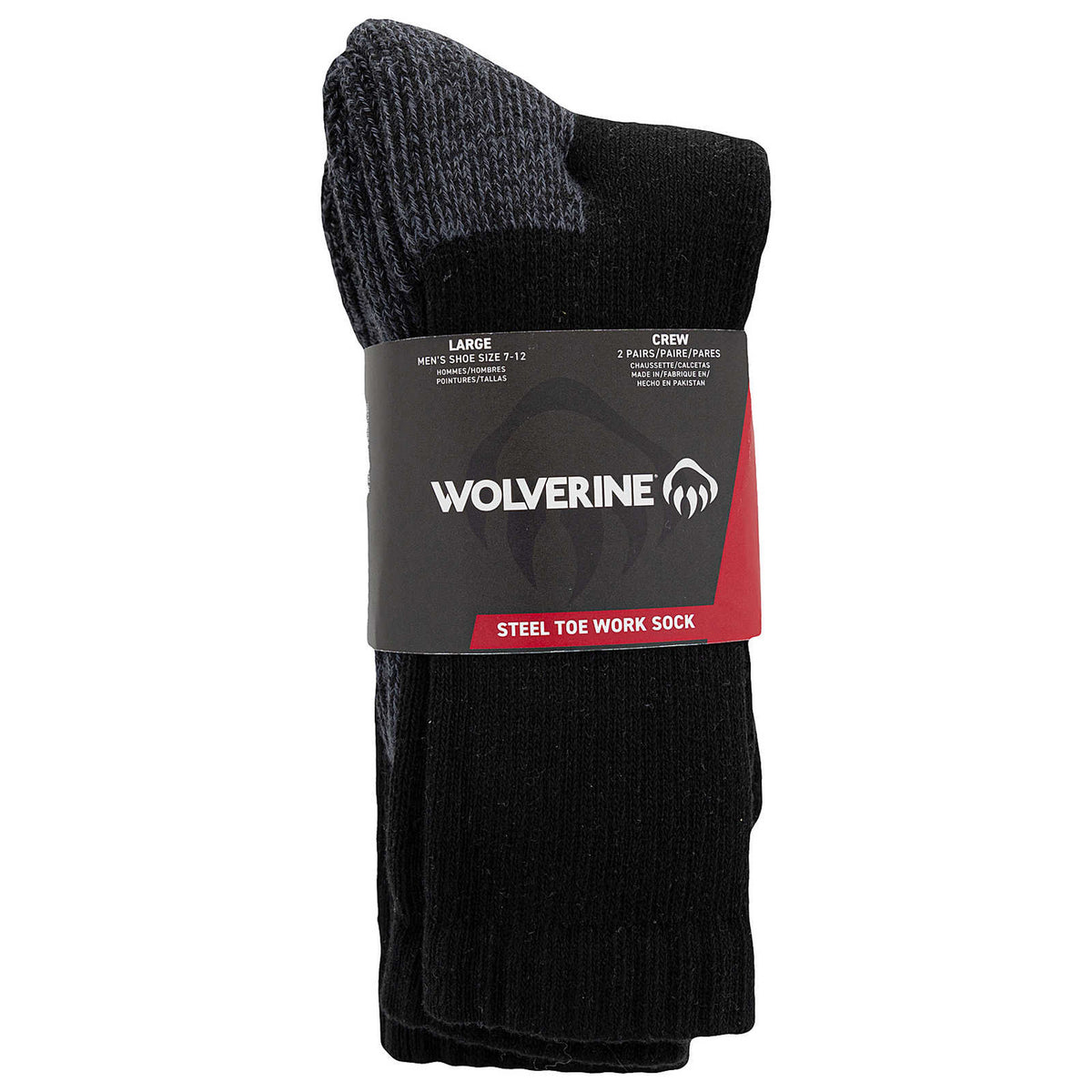 Wolverine 2-Pack Steel Toe Cotton Mid-Calf Sock Socks Wolverine Black OS