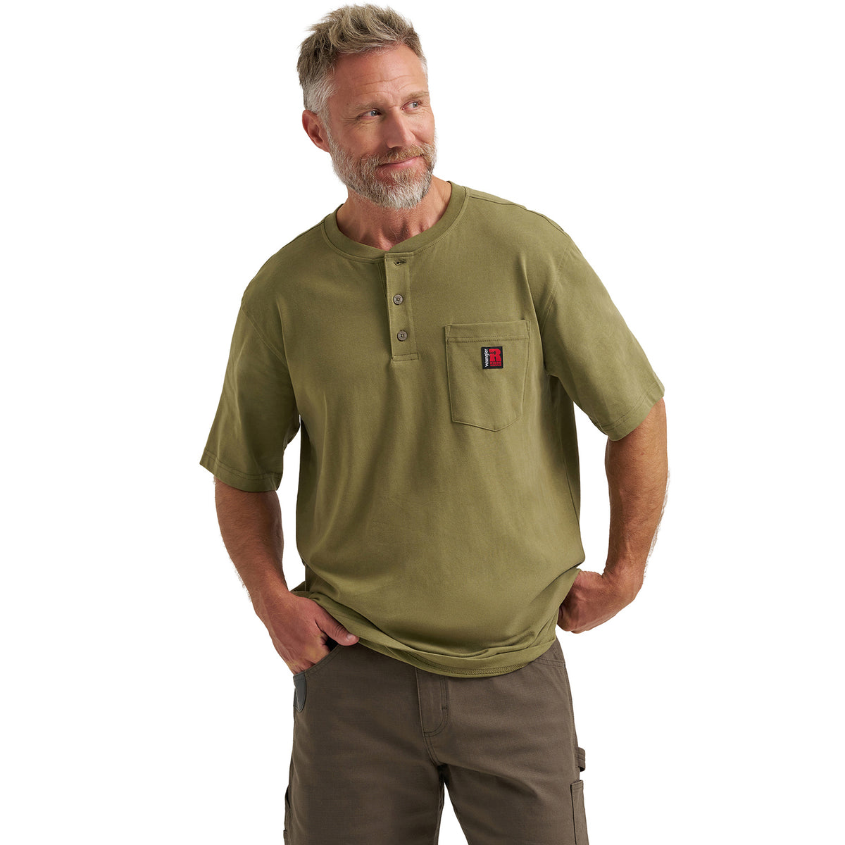 Wrangler Men's RIGGS Workwear® Short Sleeve Relaxed Henley Work Shirts Wrangler RIGGS Deep Lichen 2XL Reg