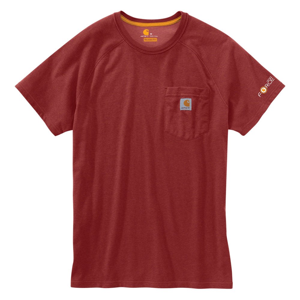 Carhartt Men's Force® Delmont Short Sleeve T-Shirt_Dark Barn Red Heather T-Shirts Carhartt