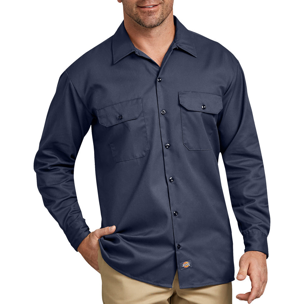 Dickies Men's Button-Up Long Sleeve  Work Shirt - Work World - Workwear, Work Boots, Safety Gear