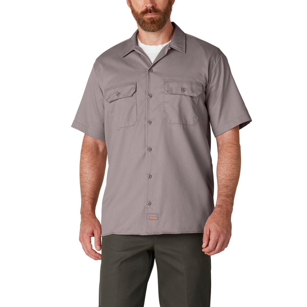 Dickies Men&#39;s Short Sleeve Work Shirt_Silver - Work World - Workwear, Work Boots, Safety Gear