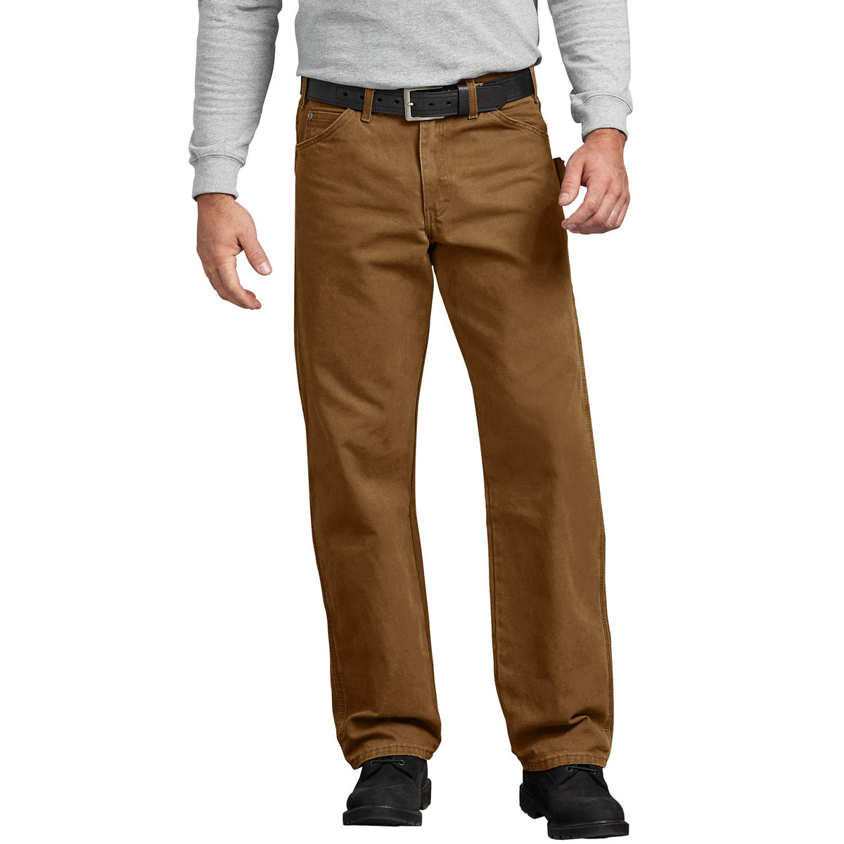 Dickies Men&#39;s Relaxed Fit Straight Leg Carpenter Duck Jean_Rinsed Brown Duck - Work World - Workwear, Work Boots, Safety Gear
