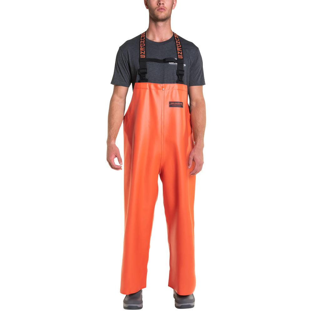 Grundéns Men's Herkules 16 Waterproof Commercial Bib Pant Bibs & Overalls Grundens Orange 2XL Reg
