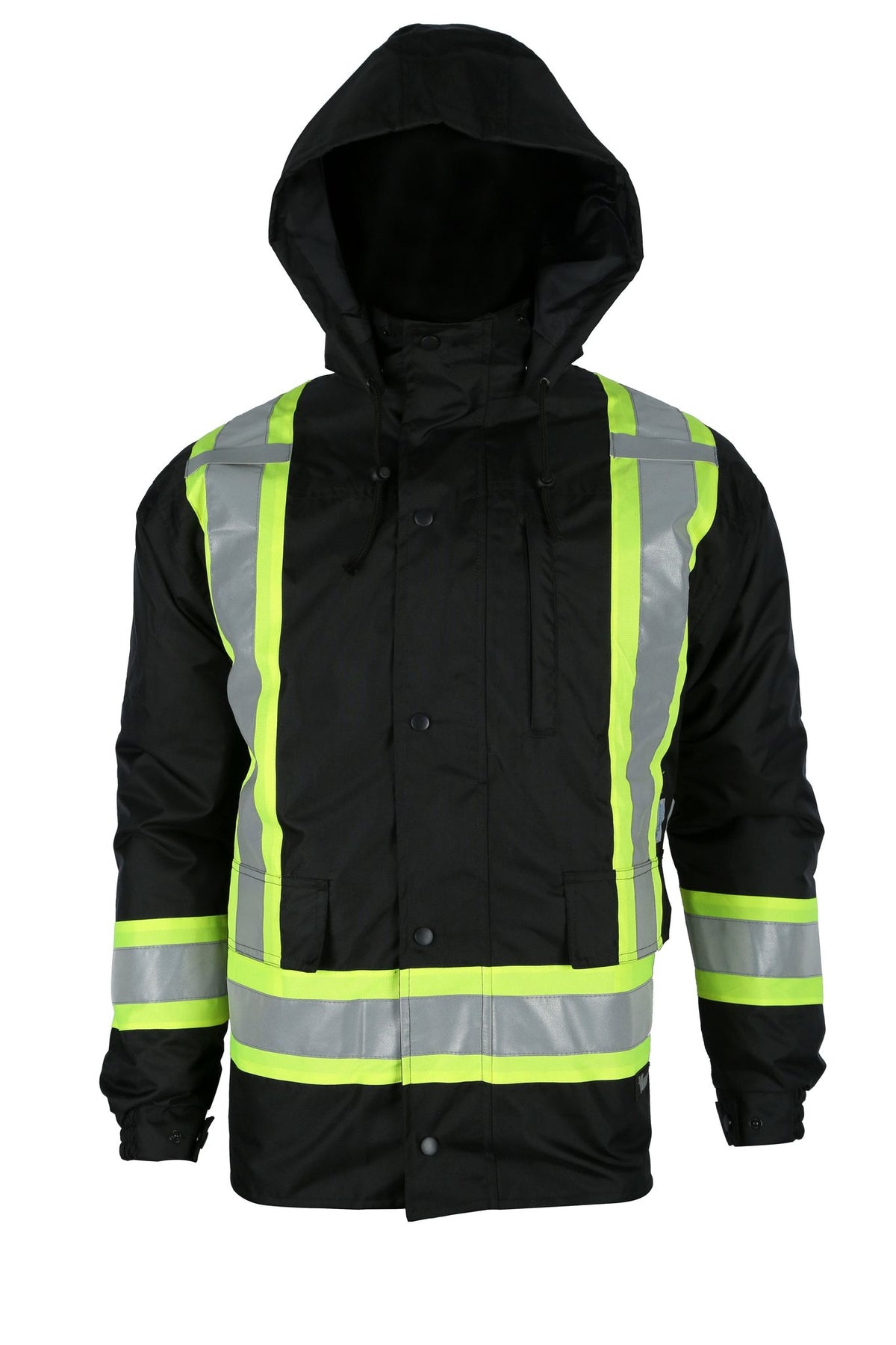 Viking Men&#39;s Handyman® Waterproof Class 1 Hi-Vis 7-in-1 Hooded Rain Jacket_Black - Work World - Workwear, Work Boots, Safety Gear