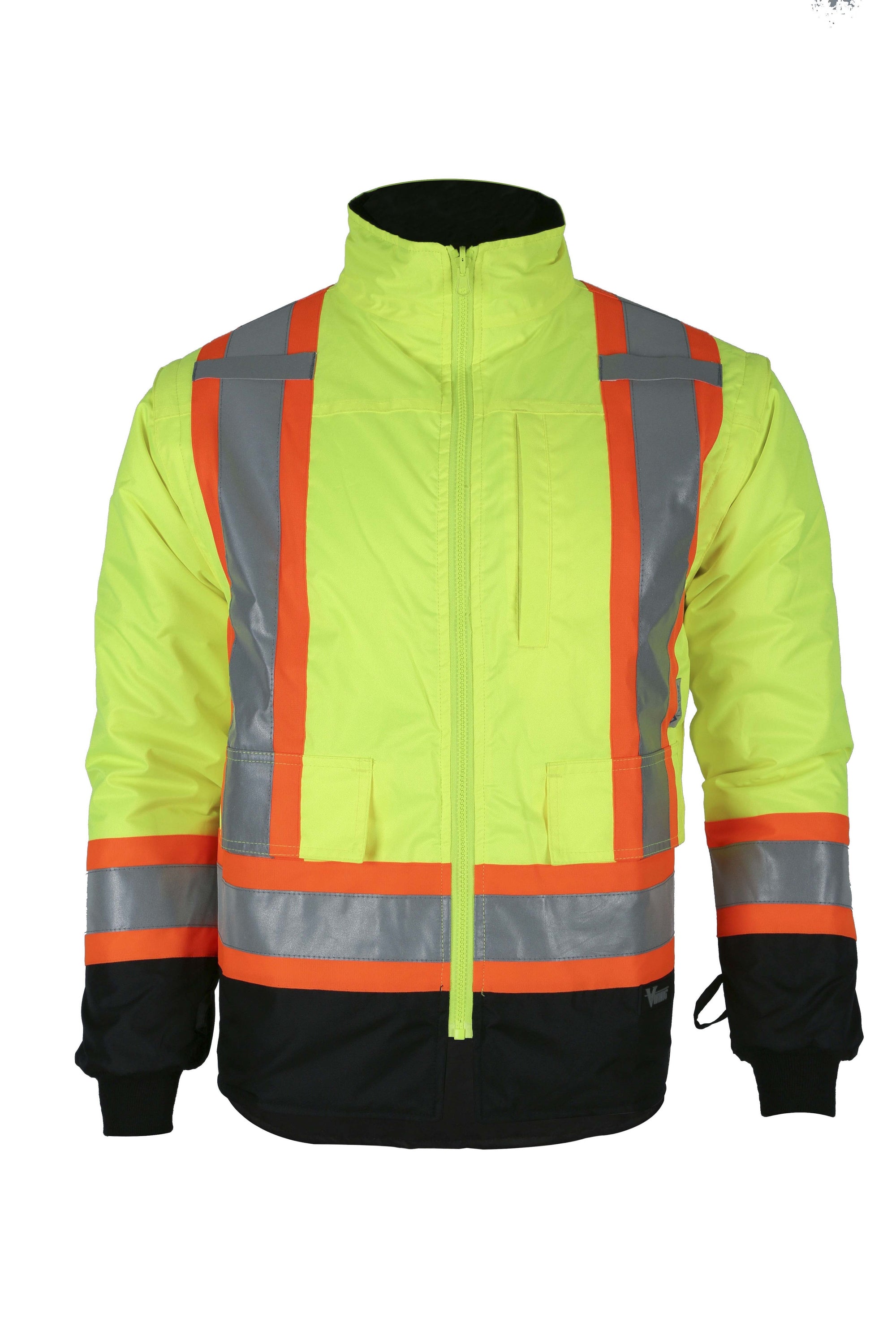 Viking Men's Handyman® Waterproof Class 1 Hi-Vis 7-in-1 Rain Jacket_Hi-Vis Green - Work World - Workwear, Work Boots, Safety Gear