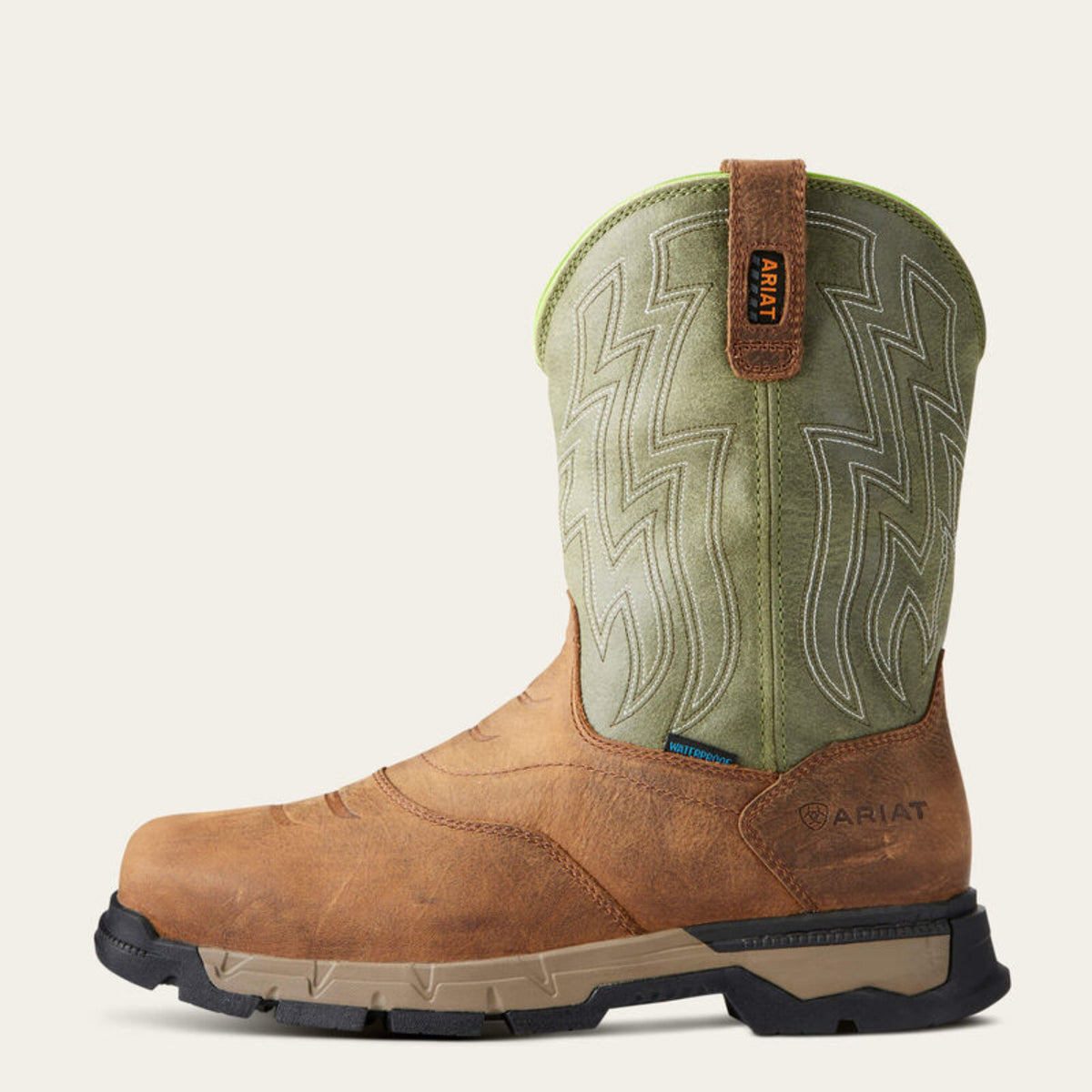 Ariat Men's Rebar Flex Waterproof Comp Toe Western Boot Western Boots Ariat Rye Brown 10 2E