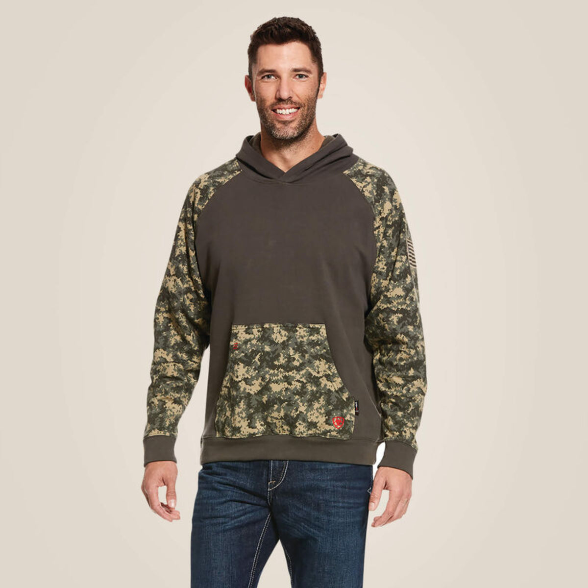 Ariat Men's FR DuraStretch Patriot Hooded Sweatshirt Sweatshirts & Hoodies Ariat Sage/Digi Camo 2XL Reg