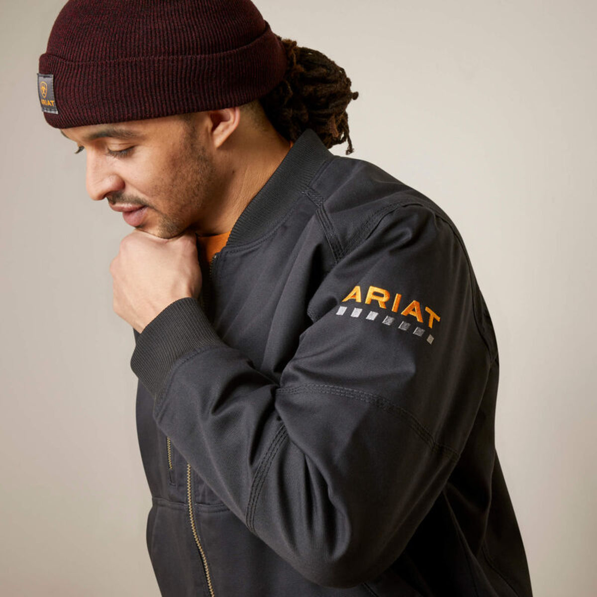 Ariat Men's Rebar Stretch Canvas Zip Bomber Jacket Jackets & Coats Ariat