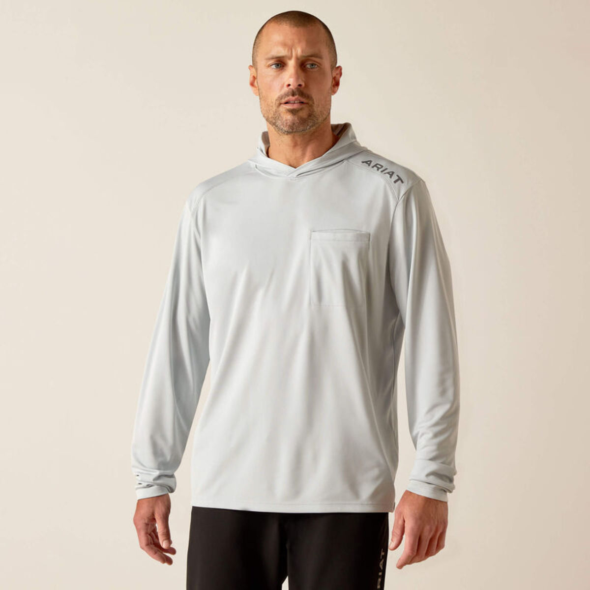 Ariat Men's Rebar Sunblocker Hooded Long Sleeve T-Shirt Long Sleeve T-Shirts Ariat Pearl Grey 2XL Reg