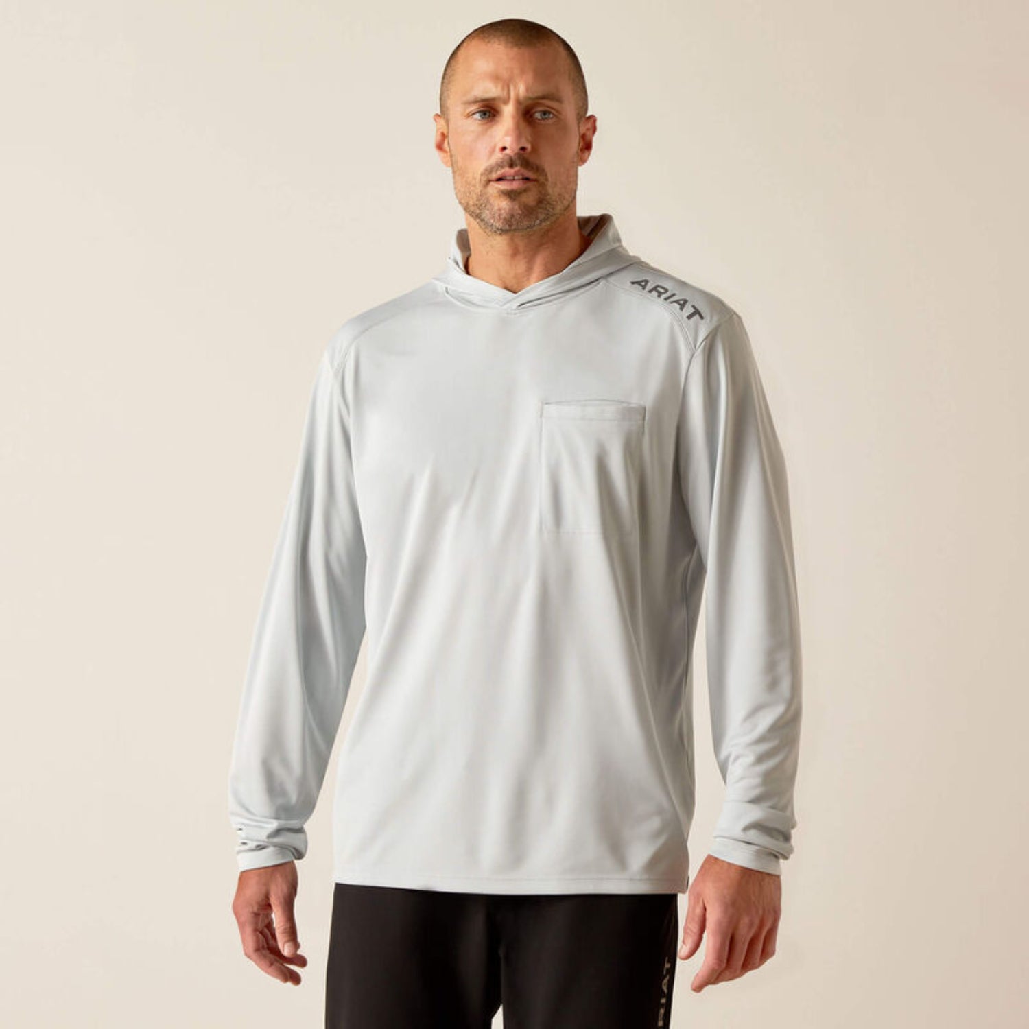 Ariat Men's Rebar Sunblocker Hooded Long Sleeve T-Shirt Long Sleeve T-Shirts Ariat Pearl Grey 2XL Reg